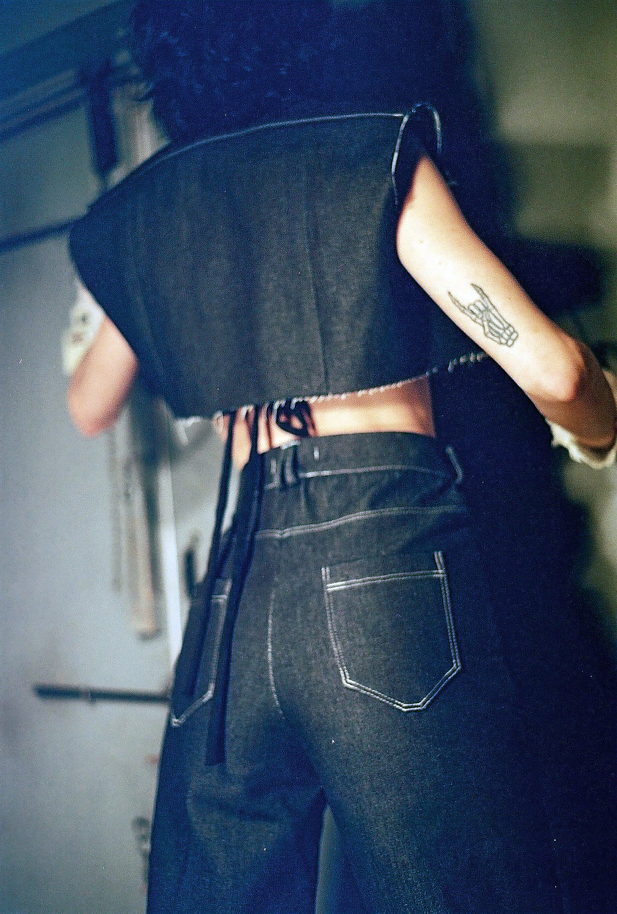 Denim Half Top